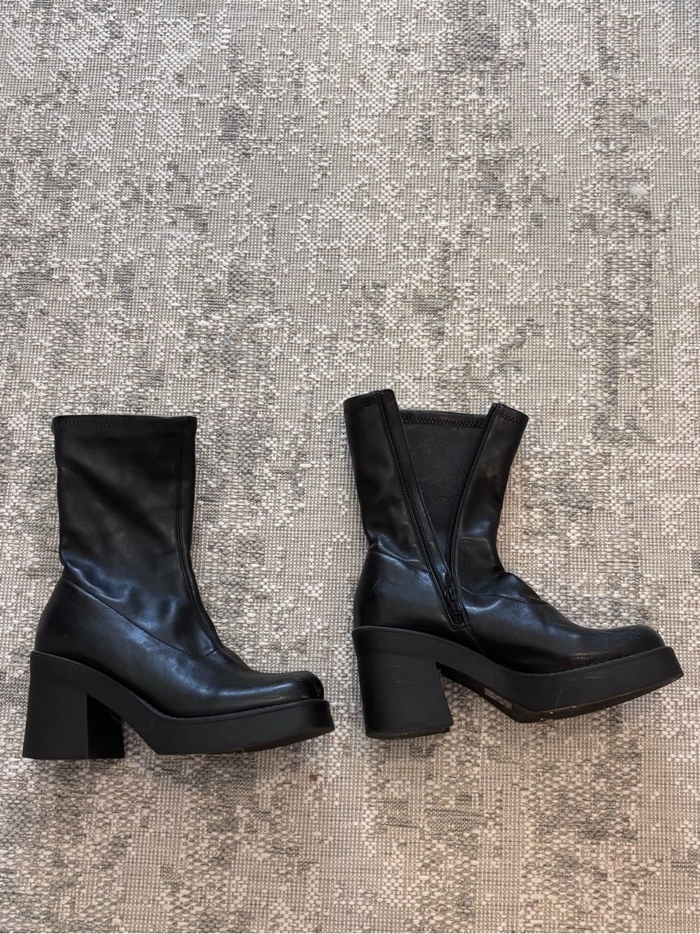 Black Platform Block Heel Women's Boots - Classic Contemporary